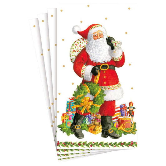 Caspari - Guest Towel Napkins - Jolly St. Nick - Findlay Rowe Designs