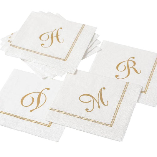 Caspari - Cocktail Napkins - Initial Hemstitch - Findlay Rowe Designs