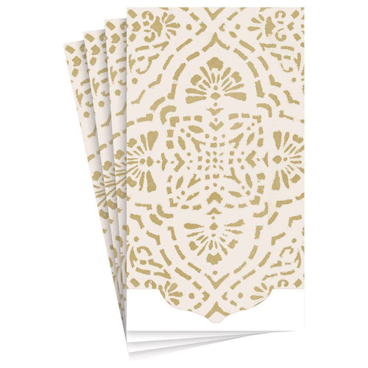Caspari - Annika Die-Cut Paper Linen Guest Towel Napkins in Ivory & Gold - Findlay Rowe Designs
