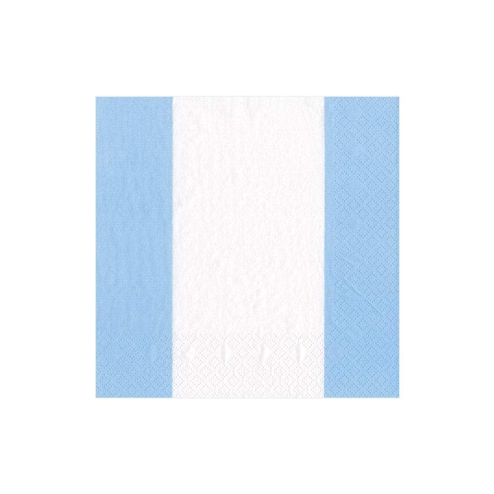 Caspari - Bandol Stripe Paper Cocktail Napkins in Light Blue - 20 Per Package - Findlay Rowe Designs