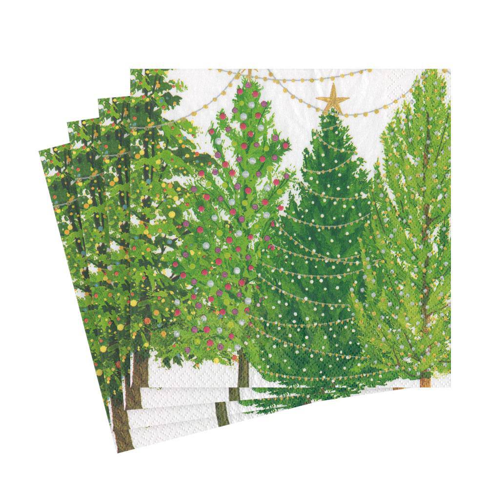 Caspari - Luncheon Napkins - Christmas Trees with Lights - Findlay Rowe Designs