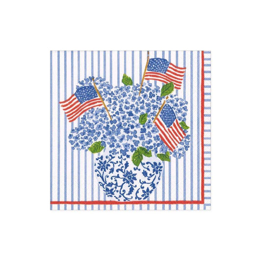 Caspari - Cocktail Napkins - Flags and Hydrangeas - Findlay Rowe Designs