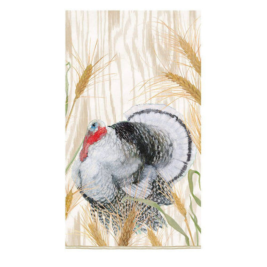 Caspari - Homestead Turkey Taupe Guest Towel Napkins - 15 Per Package - Findlay Rowe Designs