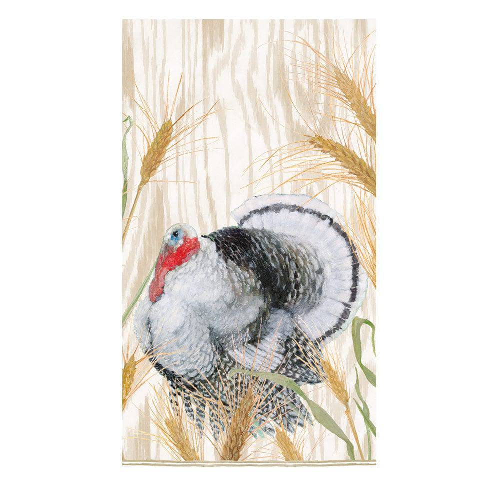 Caspari - Homestead Turkey Taupe Guest Towel Napkins - 15 Per Package - Findlay Rowe Designs