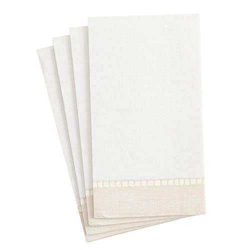 Caspari -  Linen Border Paper Guest Towel Napkins in Natural - 15 Per Package - Findlay Rowe Designs