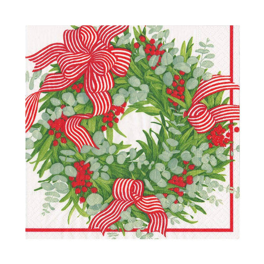 Caspari - Luncheon Napkins - Ribbon Stripe Wreath - Findlay Rowe Designs