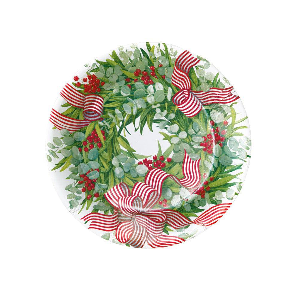 Caspari - Salad Dessert Plates - Ribbon Stripe Wreath - Findlay Rowe Designs