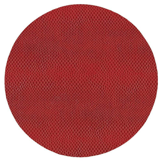 Caspari - Crimson Round Snakeskin Felt-Backed Placemat - 1 Each - Findlay Rowe Designs