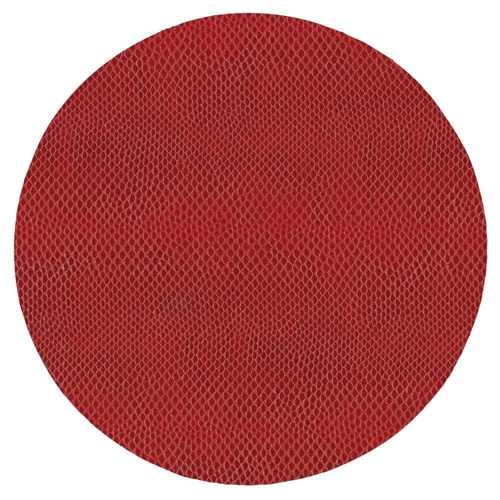 Caspari - Crimson Round Snakeskin Felt-Backed Placemat - 1 Each - Findlay Rowe Designs