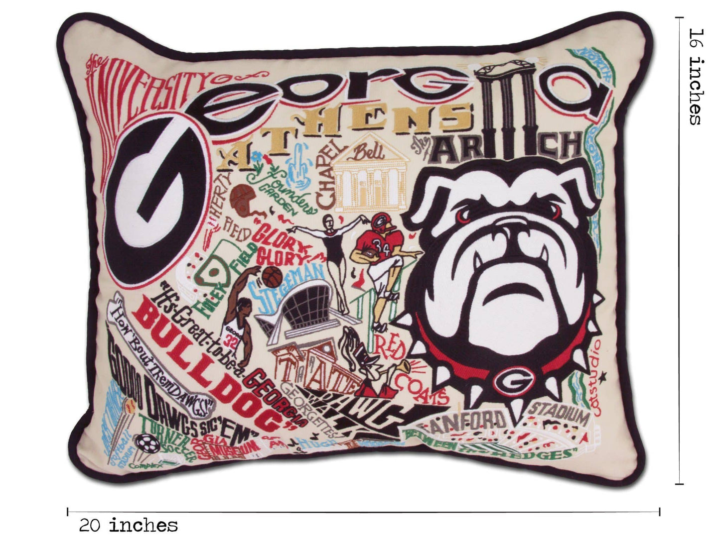 CATSTUDIO - Georgia, University of Collegiate Embroidered Pillow - Findlay Rowe Designs