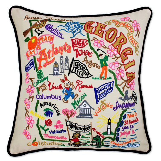 Catstudio - Hand-Embroidered Pillow - Georgia - Findlay Rowe Designs