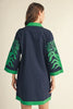Jodifil - Dress - Mini 3/4 Sleeves Baroque Floral - Navy Green - Findlay Rowe Designs