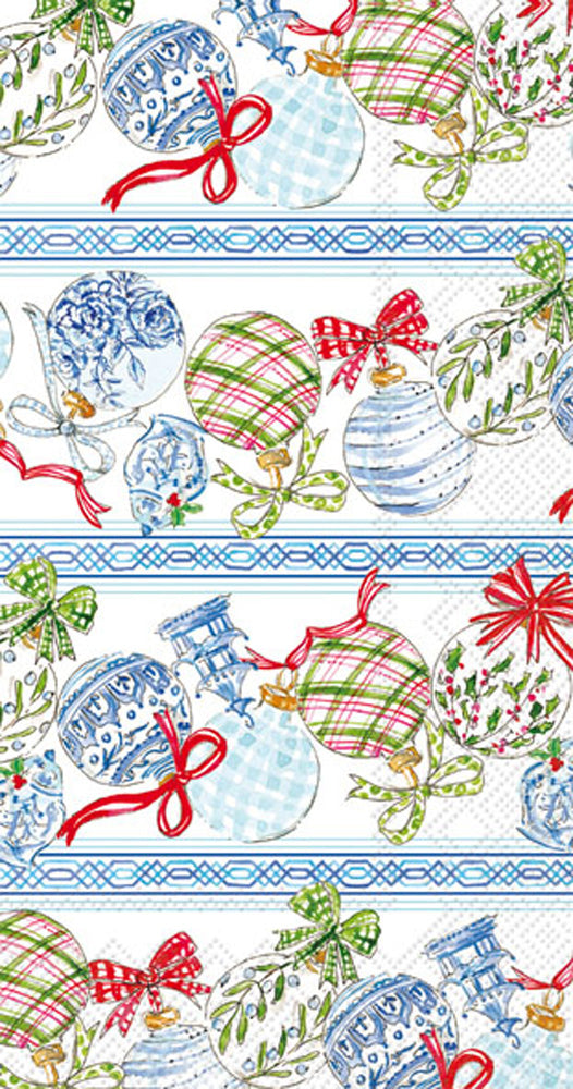 BLUE ORNAMENTS PAPER GUEST TOWELS - Findlay Rowe Designs