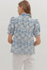 Entro - Top - Botanical Embroidery Puff Sleeve - Chambray - Findlay Rowe Designs