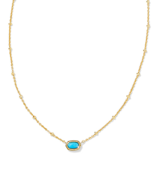 Kendra Scott -Mini Elisa Gold Satellite Short Pendant Necklace In Turquoise Magnesite