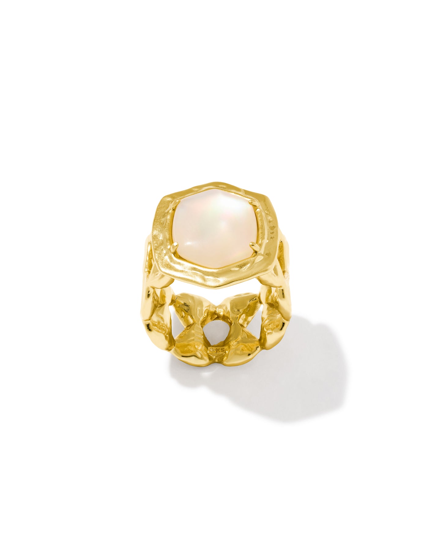 Kendra Scott - Ring - Tiger Striped Daphne Cocktail - Gold Natural Mother Of Pearl - Size 8 - Findlay Rowe Designs