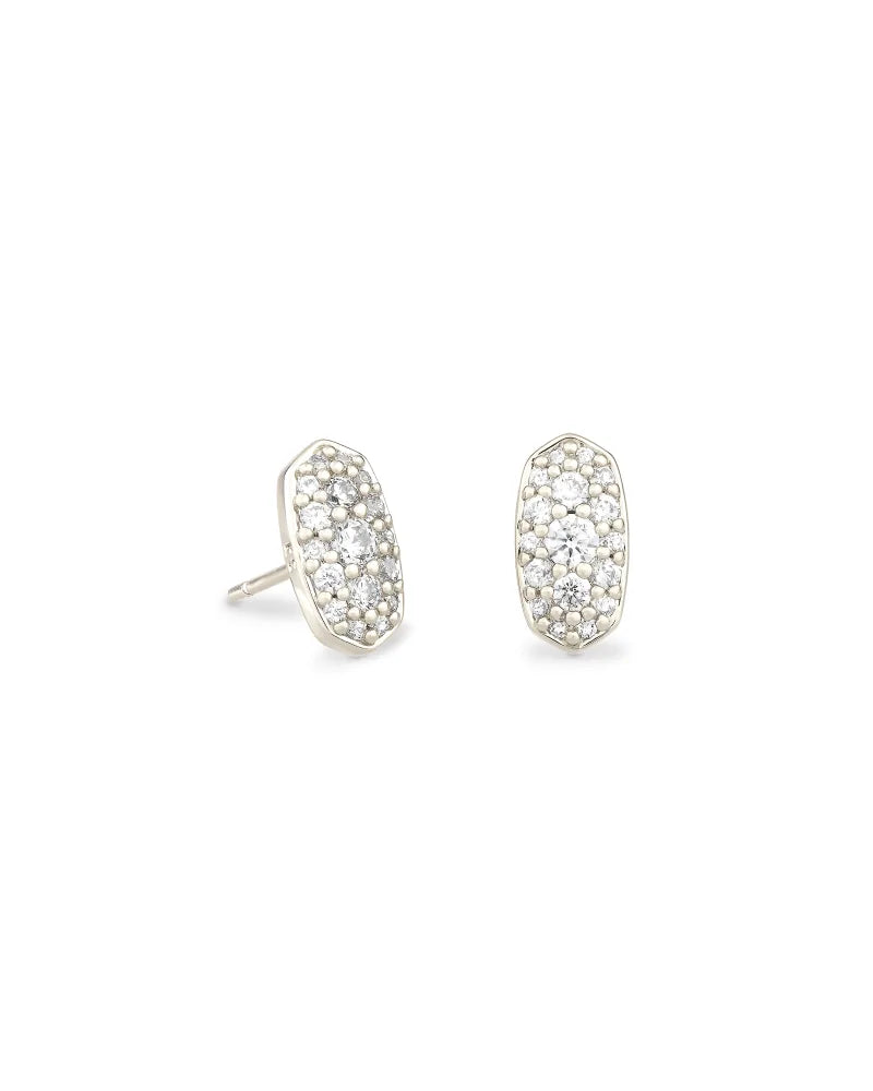 KENDRA SCOTT- GRAYSON SILVER STUD EARRINGS IN WHITE CRYSTAL - Findlay Rowe Designs
