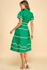 Dress - Midi - Green with White Trim - Findlay Rowe Designs