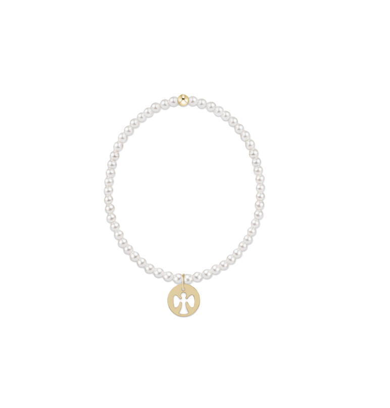 Enewton - Egirl - Classic Pearl 3mm Bracelet - Guardian Angel Gold Disc - Findlay Rowe Designs