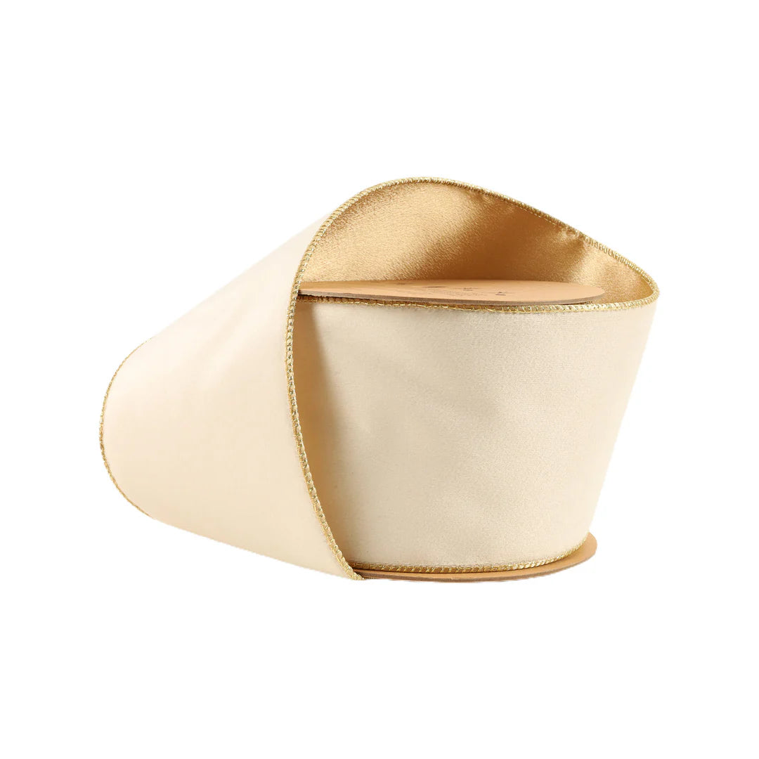 Ribbon  - 4in Reversible Velvet Wired - Ivory Gold - Findlay Rowe Designs