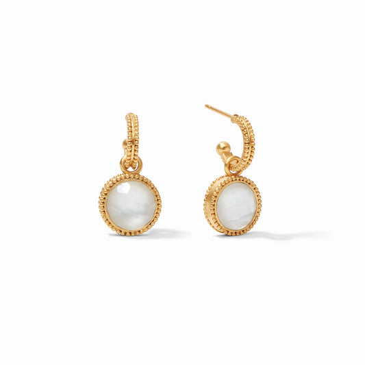 Julie Vos - Earring - Fleur-de-Lis Hoop & Charm -  Iridescent Clear Crystal
