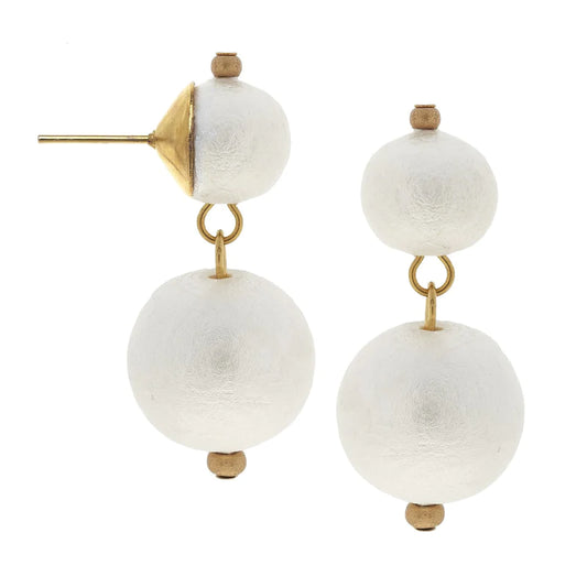 Susan Shaw- Double Cotton Pearl Drop Earrings