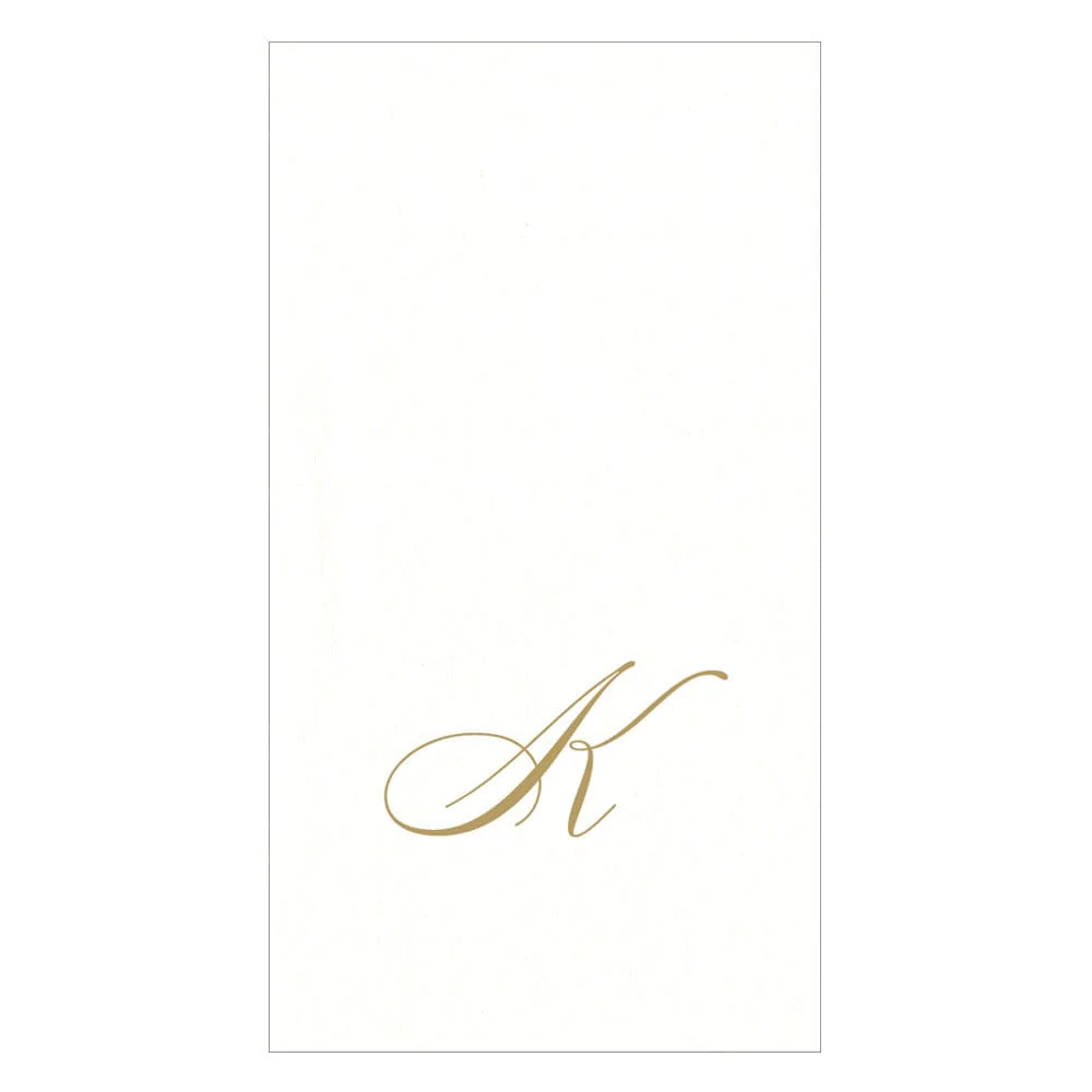 Caspari - Guest Towel Napkin - White Pearl-Paper Linen Napkin - Monogram - Findlay Rowe Designs