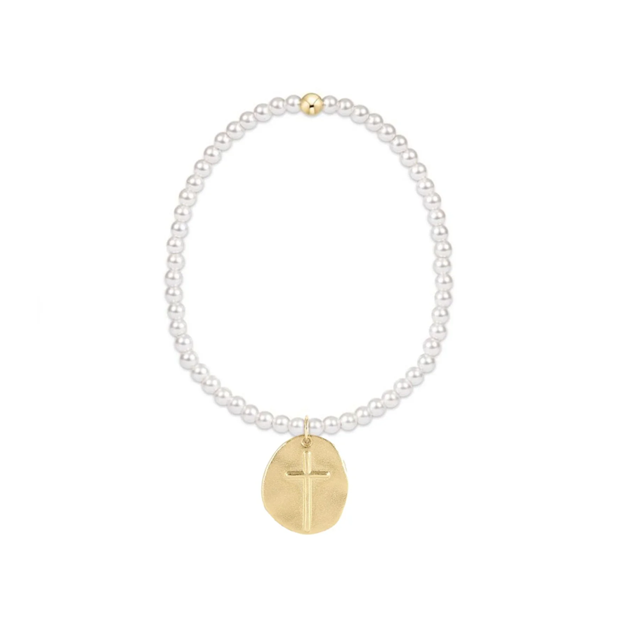 Enewton - Classic Pearl 4mm Bead Bracelet - Inspire Gold Charm - Findlay Rowe Designs
