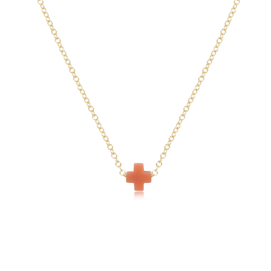 Enewton - Necklace Gold - Signature Cross Small - Coral