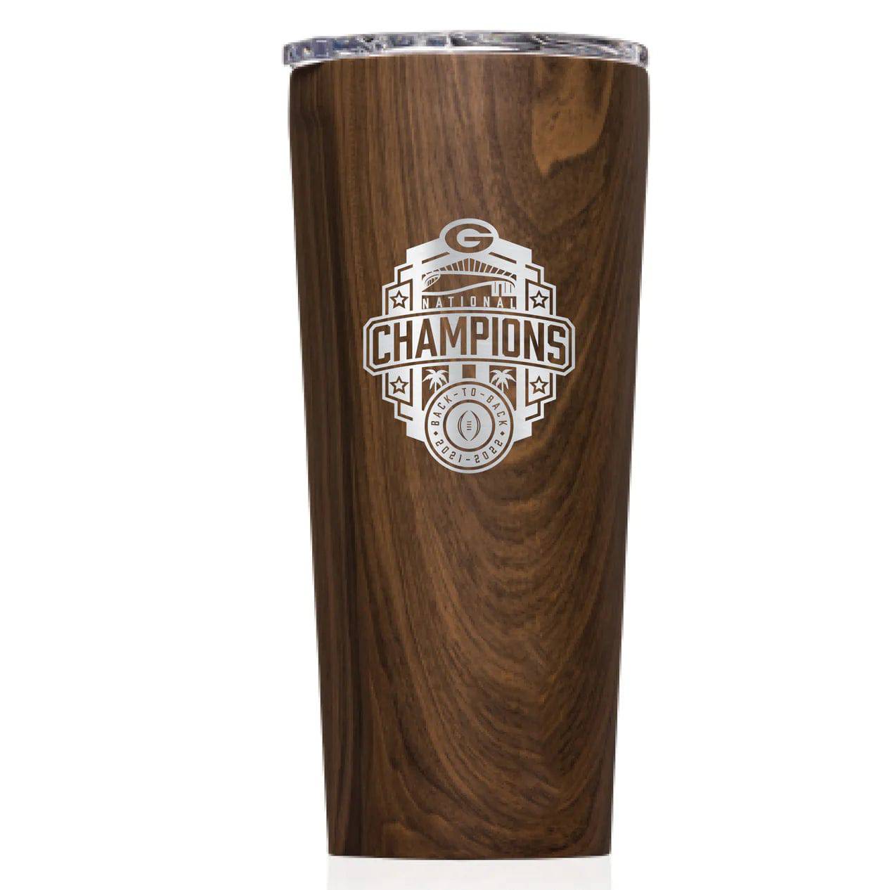 Corkcicle 24oz Tumbler Collegiate UGA Walnut Etched 2023 Champions