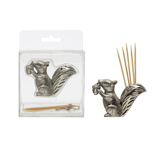 Pewter Squirrel Toothpick Holder w/ 6 Toothpicks - Findlay Rowe Designs