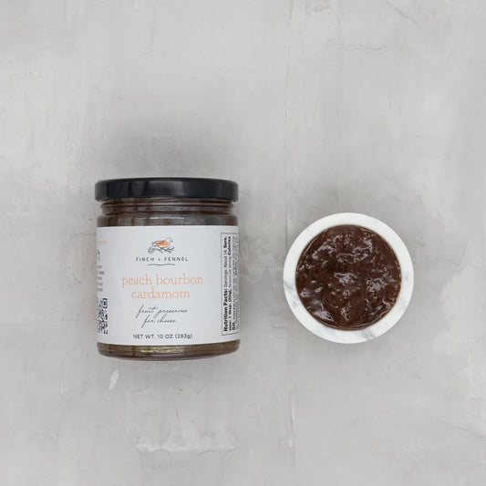 Finch & Fennel - 10 oz. Peach Bourbon Cardamom Fruit Preserves for Cheese