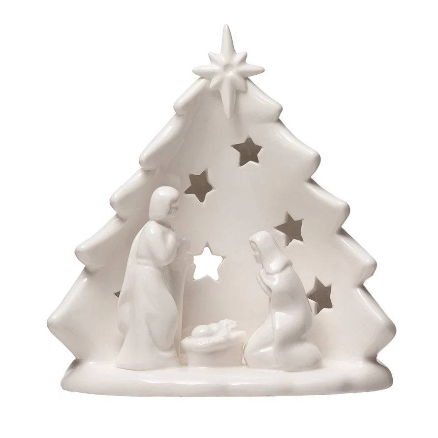 Candle Holder - Stoneware Holy Family Cut-Out - Findlay Rowe Designs