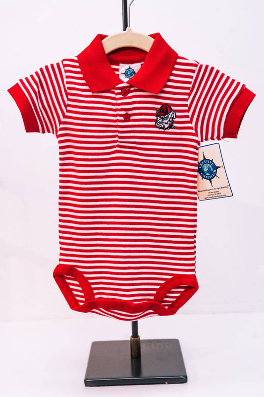 University of Georgia Polo Onesie (Red/White) - Findlay Rowe Designs
