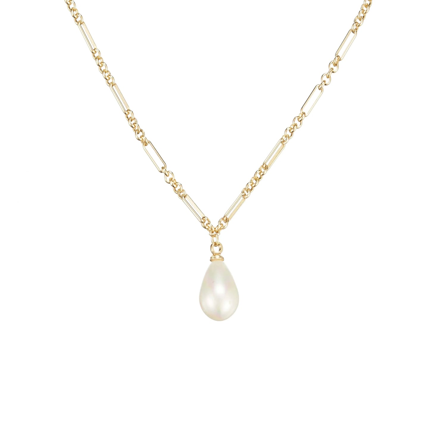 Natalie Wood- Adorned Pearl Drop Necklace in Gold
