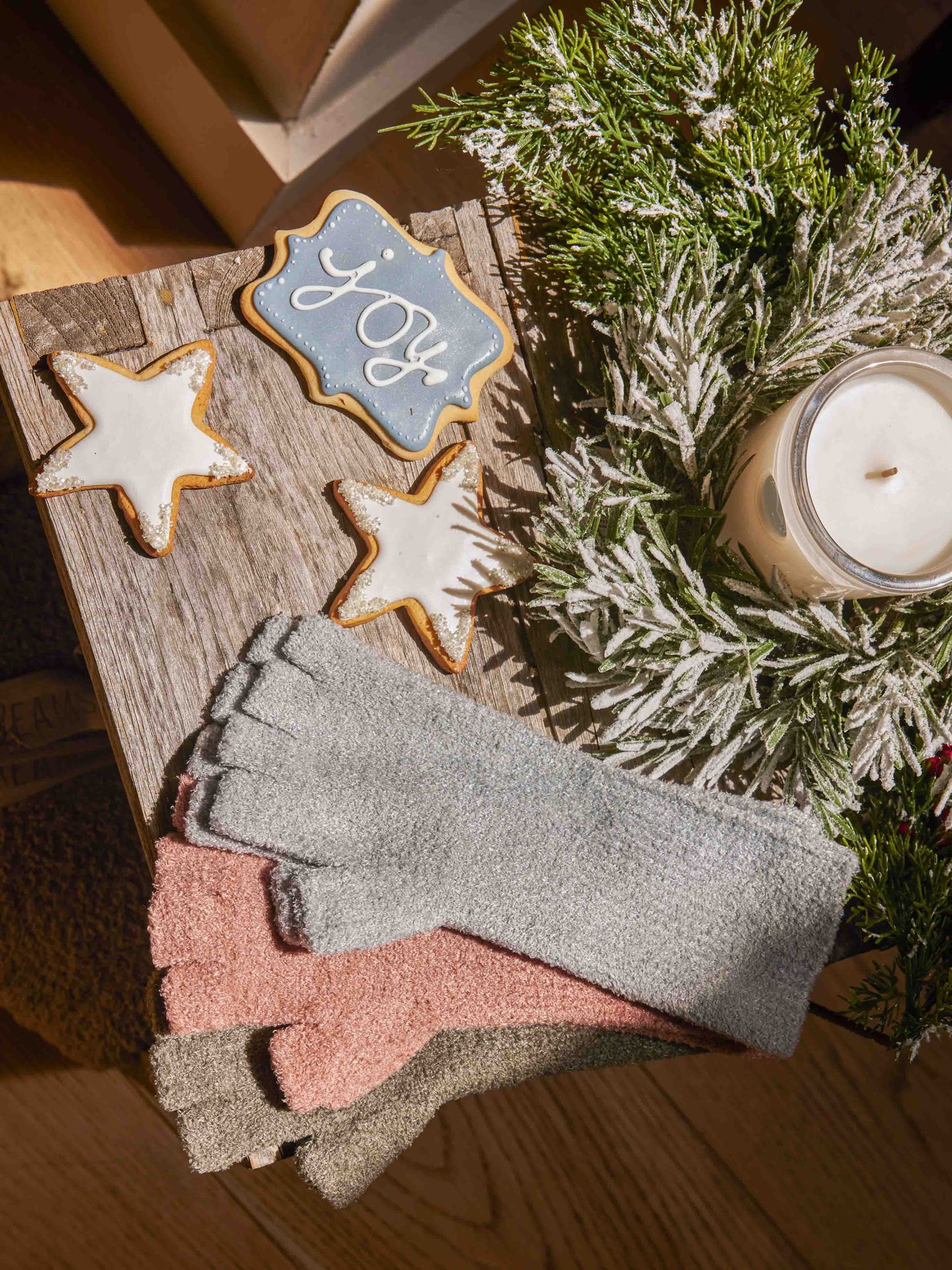 Barefoot Dreams - CozyChic® Lite Fingerless Gloves - Stone - Findlay Rowe Designs