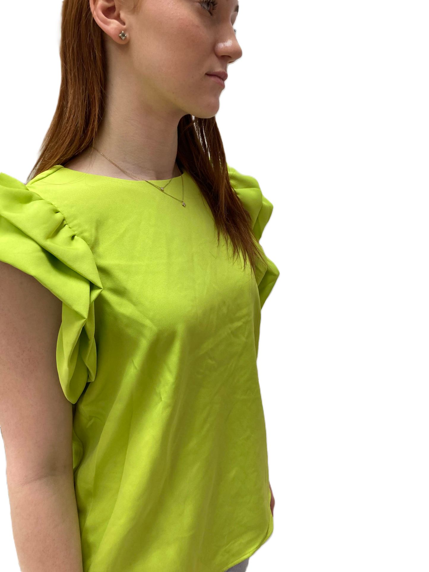 TCEC Lime Ruffled Sleeve Blouse