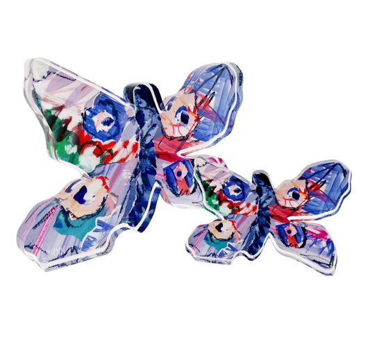 Lauren Dunn - Acrylic Art - Blue And Pink Butterfly - Large - Findlay Rowe Designs