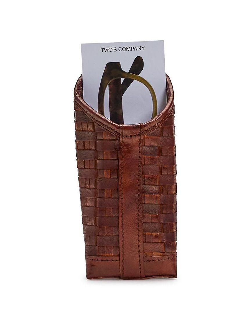 Chestnut Woven  Leather Weighted Eyeglass