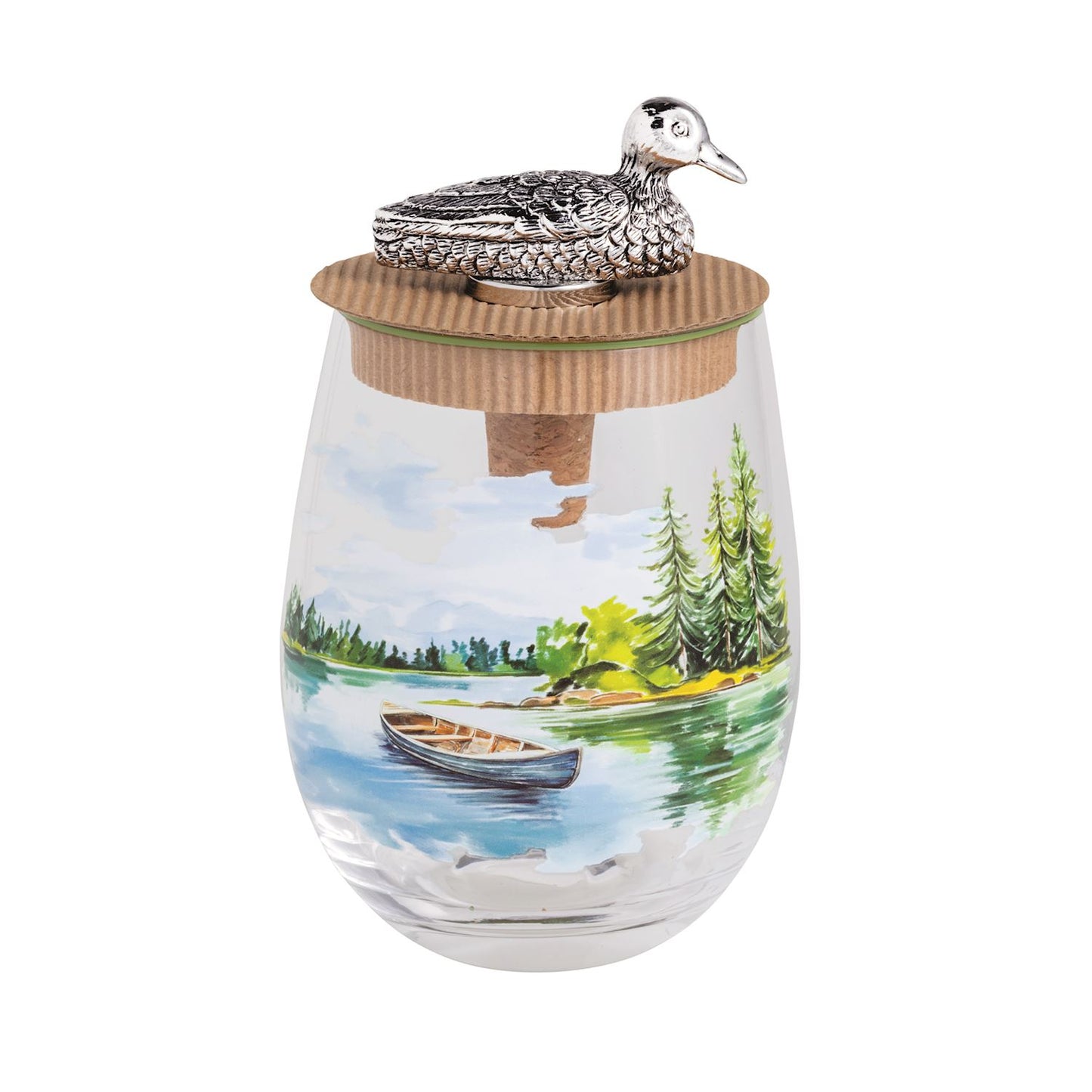 Mud Pie - Stemless Wine & Stopper Set - Lake Retreat