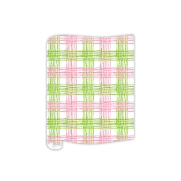 Rosanne  Beck - Paper Table Runner - Green Pink Skinny Plaid