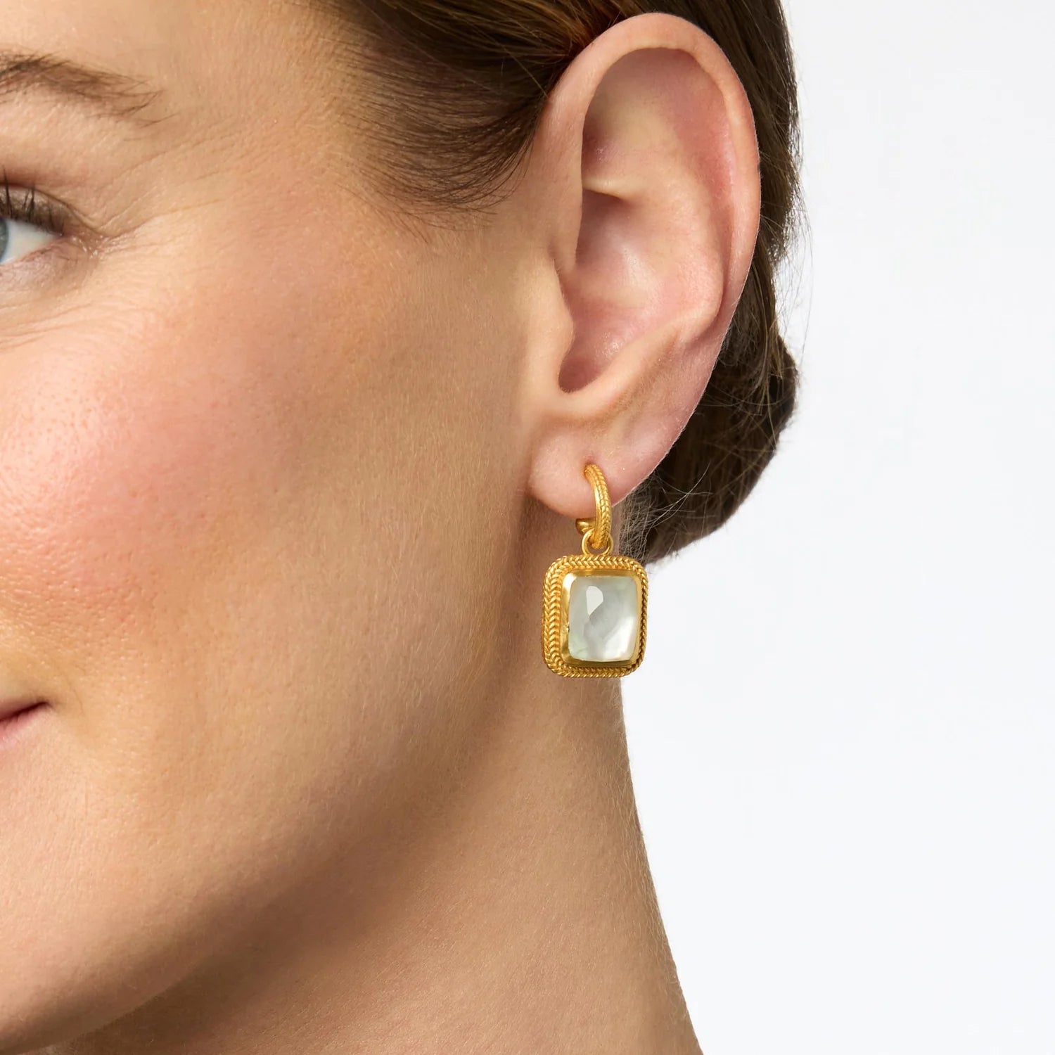 Julie Vos Cheval Hoop Charm Earring Iridescent London Blue