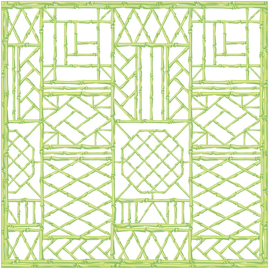 Caspari - Fabric Tablecloth - Bamboo Screen Green  70 X 70 Inch - Findlay Rowe Designs