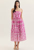 Entro - Dress Midi - Strapless Print - Magenta - Findlay Rowe Designs