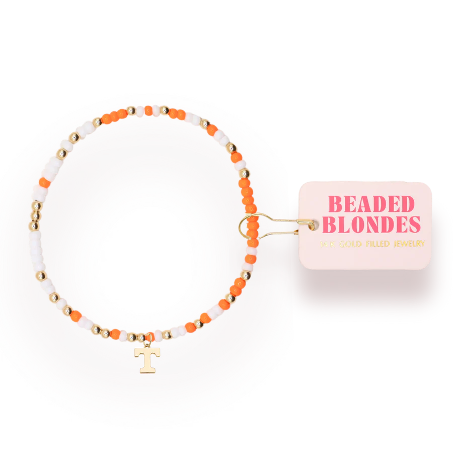 Beaded Blondes - Bracelet - Gold Collegiate Charm - On Color