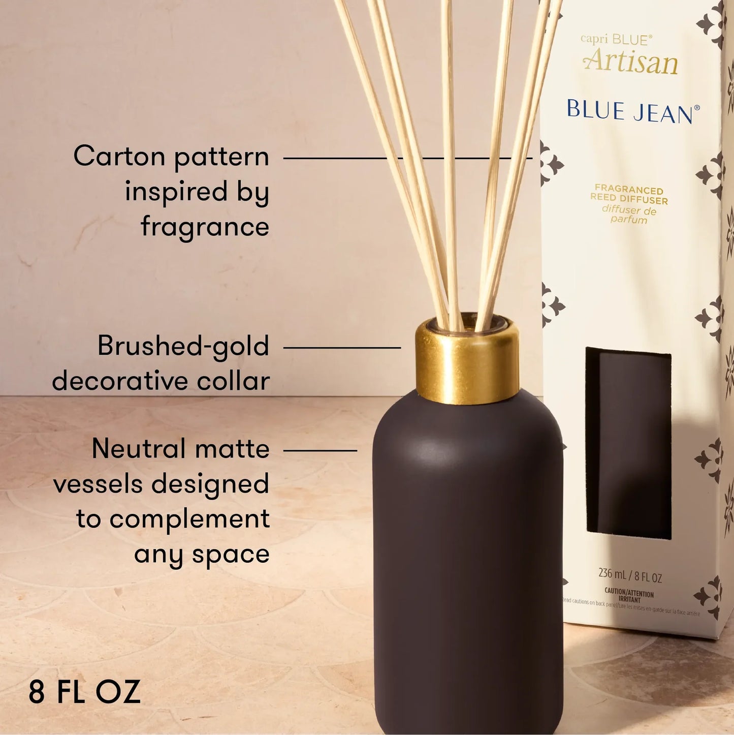 Capri Blue - Reed Diffuser 8oz - Blue Jean Terrazza Velluto - Findlay Rowe Designs