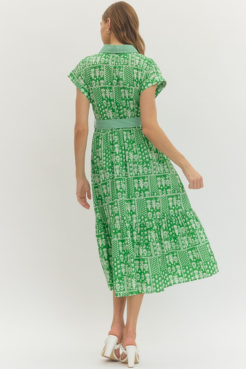 Entro - Dress - Midi Button Front - Green - Findlay Rowe Designs