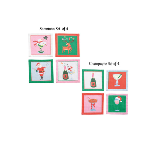 Mud Pie - Cloth Cocktail Napkin Set 4 - Whimsical Christmas - Findlay Rowe Designs