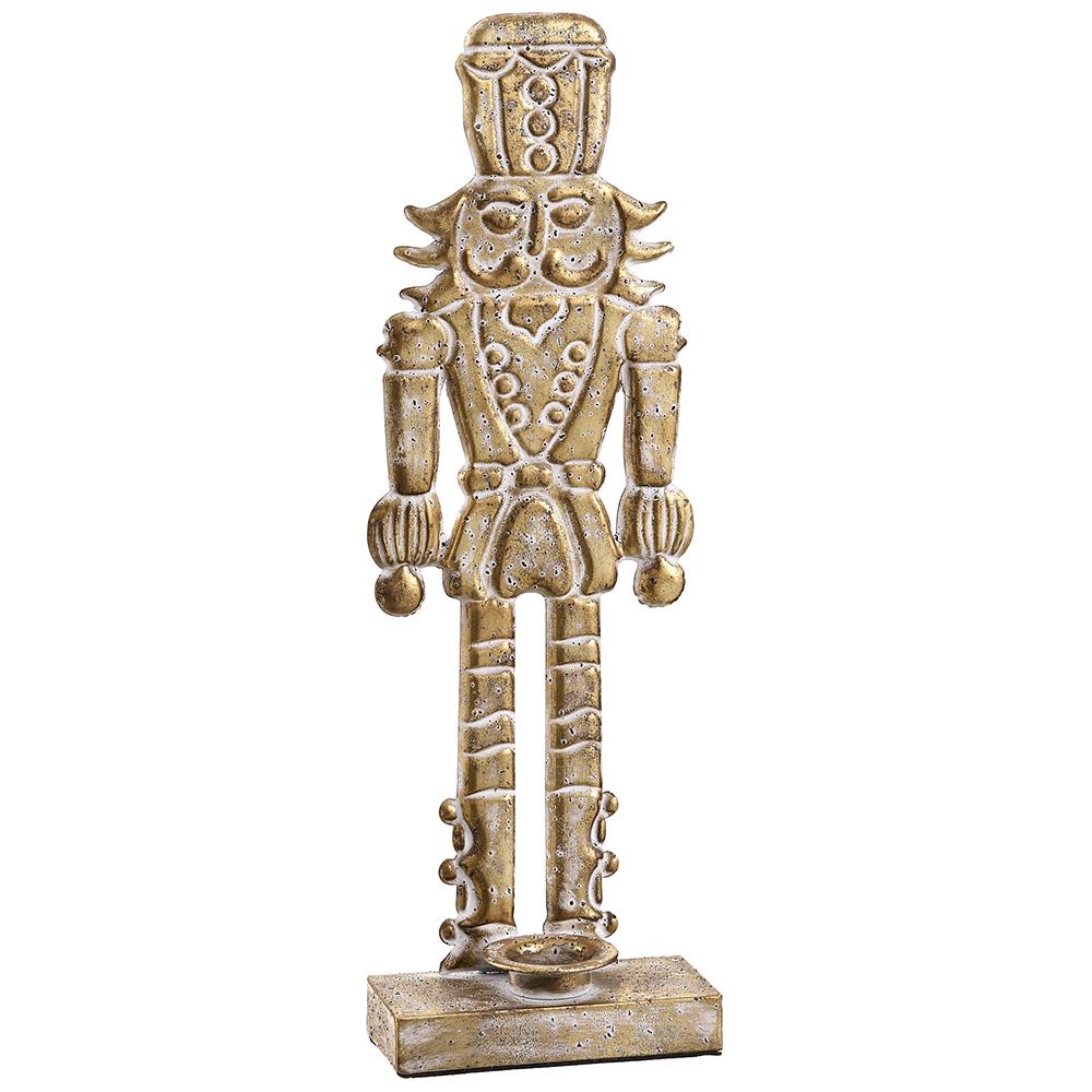 Allstate Floral - Candleholder - 20.5" Metal Nutcracker - Antique Gold - Findlay Rowe Designs