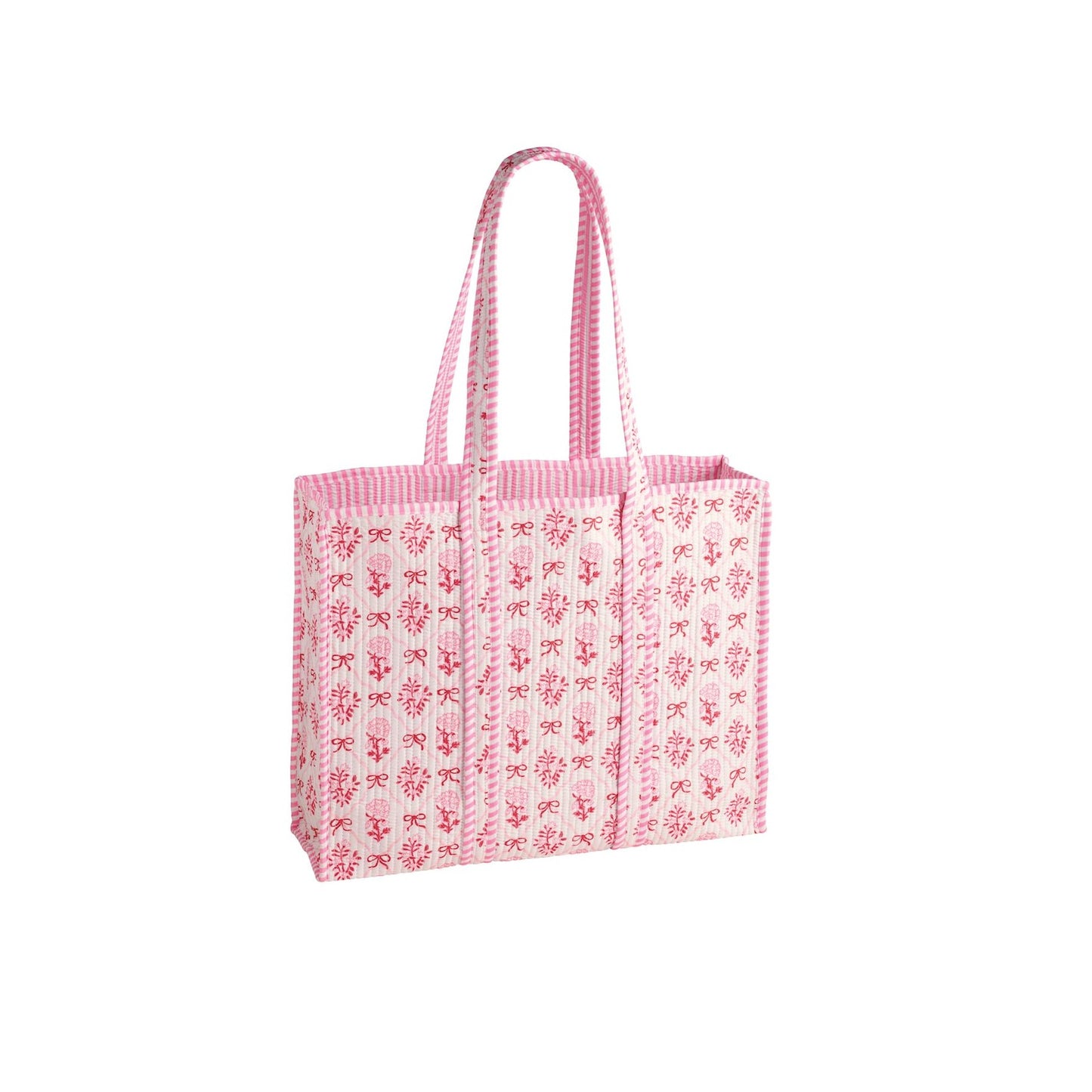 Mud Pie - Tote - White Bow Bloom Quilted - Findlay Rowe Designs